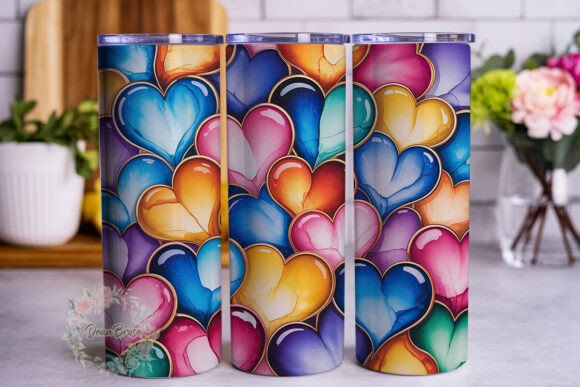 Alcohol Ink Hearts 20oz Tumbler Wrap