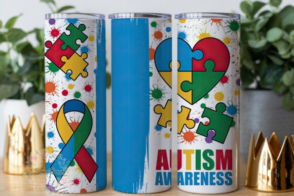 Autism Awareness Puzzle Tumbler Wraps Graphics
