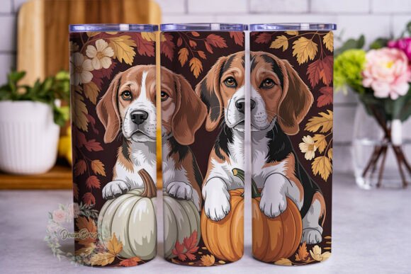 Autumn Dog Duo 20oz Tumbler Wrap Graphics