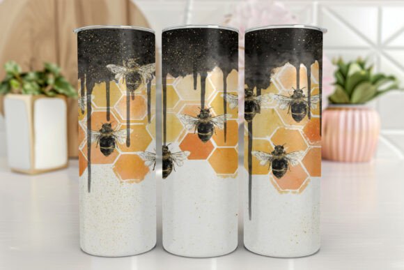 Bee Floral Tumbler Wrap PNG: Tumbler Wraps Graphics