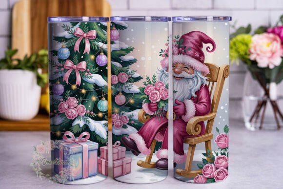 Christmas Gnome Floral 20oz Tumbler Wrap Graphics