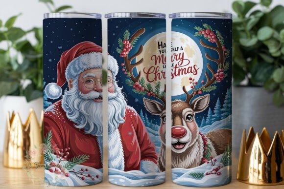 Christmas Santa Reindeer Moon Tumbler