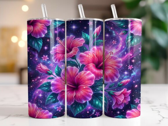 Cosmic Pink Floral Hibiscus Tumbler Wrap Graphics Review