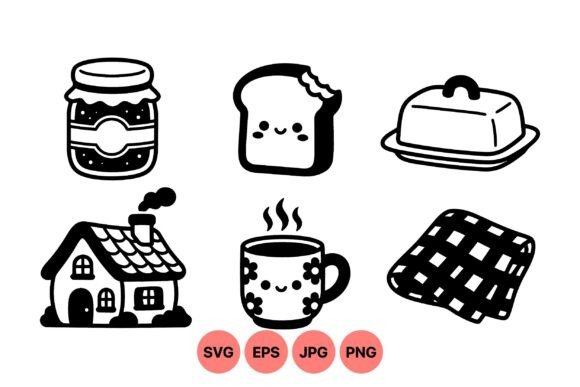 Cute Cozy Kitchen SVG Clipart for Graphics & Illustrations