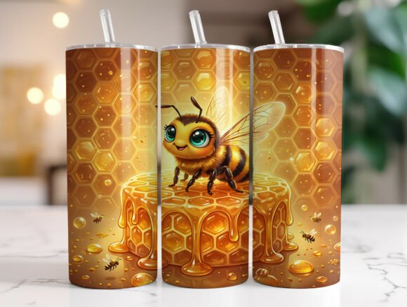 Cute Honey Bee Honeycomb Tumbler Wrap Graphics