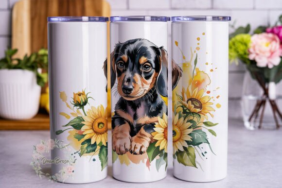 Dachshund Sunflower 20oz Tumbler Wrap Graphics