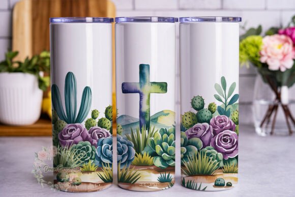 Desert Bloom Cross 20oz Tumbler Wrap Graphics
