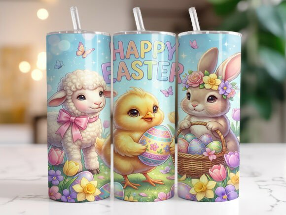 Easter Bunny Chick Lamb Floral Tumbler Graphics for Tumbler Wraps