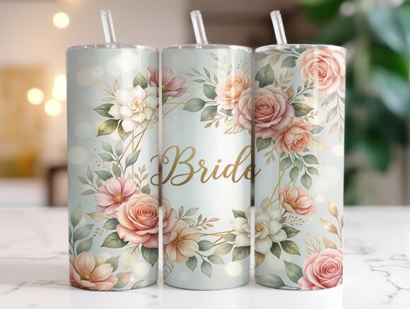 Elegant Bride Floral Wedding Tumbler Graphics Review