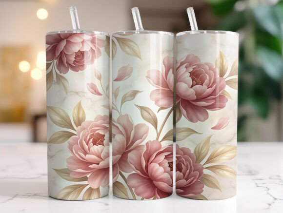 Elegant Floral Marble 20oz Tumbler Wrap