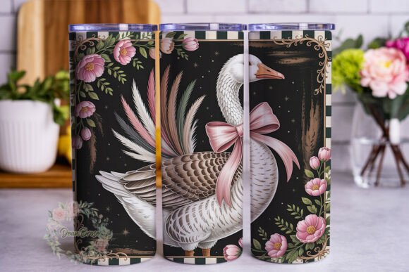 Elegant Swan Leopard Print 20oz Tumbler Graphics