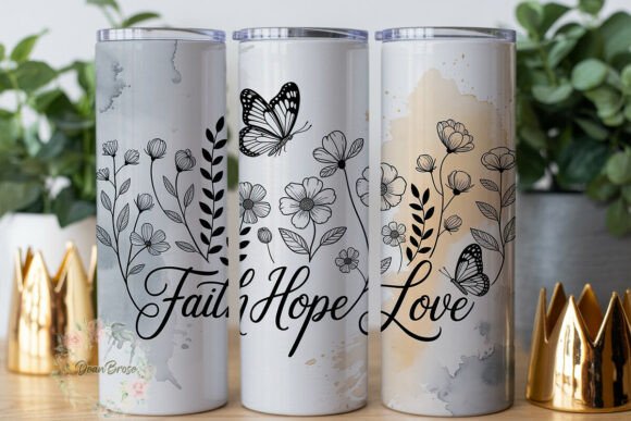 Faith Hope Love Botanical Tumbler Wraps Graphics