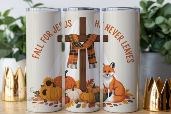 Fall Christian Fox Pumpkin Tumbler Graphics & Tumbler Wraps
