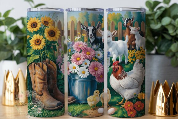Farm Animals Sunflowers Tumbler Wrap Graphics Review