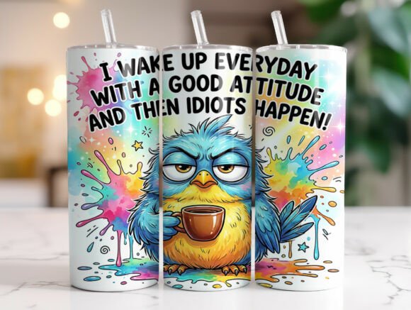 Grumpy Bird Coffee Attitude Tumbler: Graphics & Tumbler Wraps