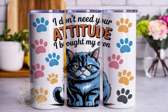 Grumpy Blue Cat Attitude 20oz Tumbler
