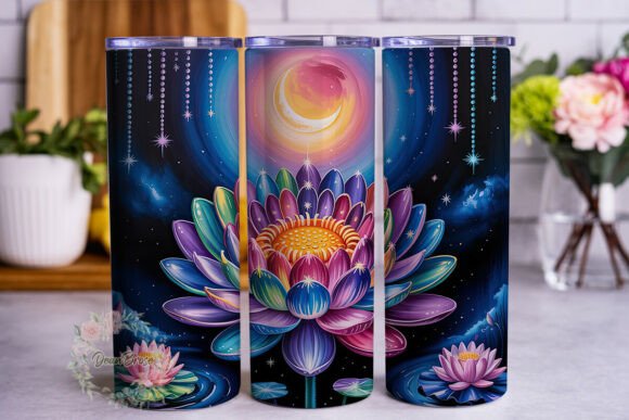 Mystical Lotus Moon 20oz Tumbler Wrap Graphics