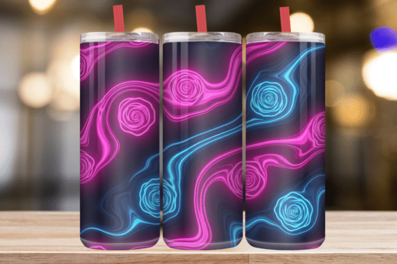 Neon Abstract Swirl Graphics for Tumbler Wraps