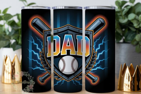 Neon DAD Baseball 20oz Tumbler Wrap Graphics