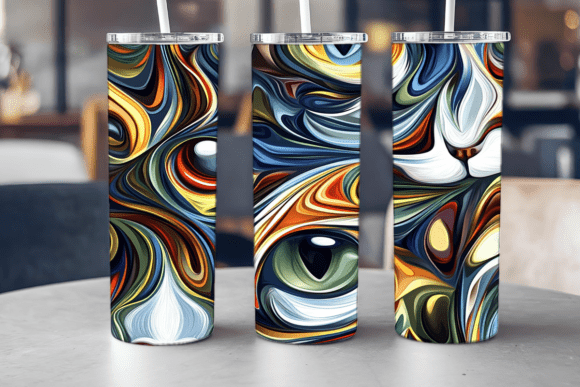 Pastel Cat Faces Tumbler Graphics & Wraps