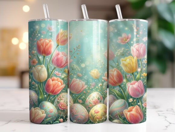 Pastel Easter Tulips 20 Oz Tumbler Wrap