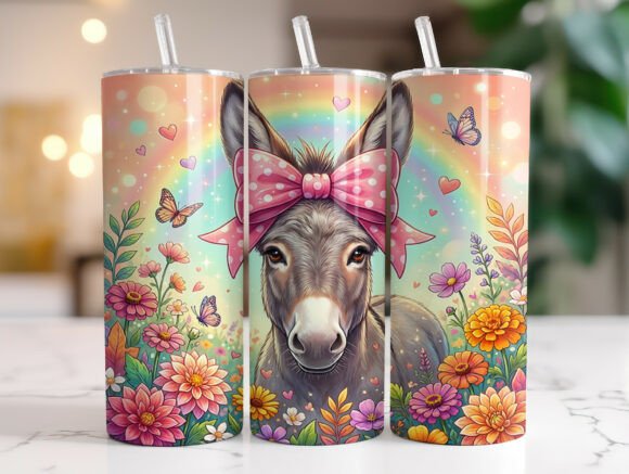Pink Bow Donkey Flowers Tumbler Graphics Review