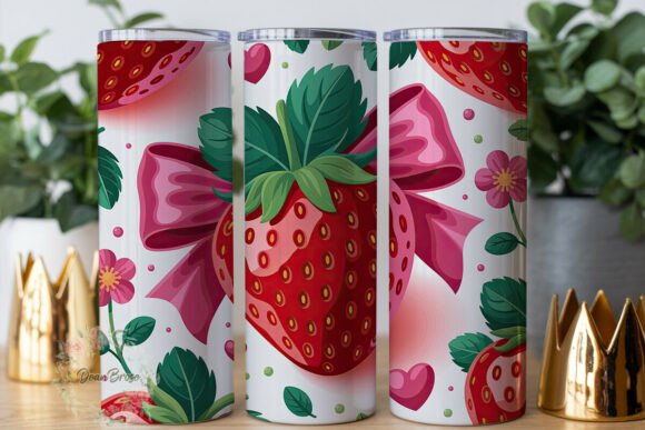 Pink Bow Strawberry Tumbler Wrap Graphics Review