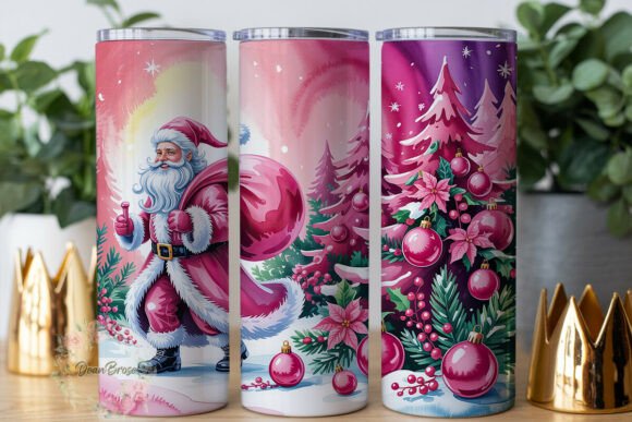 Pink Christmas Santa 20oz Tumbler Wrap: Graphics & Tumbler Wraps Review