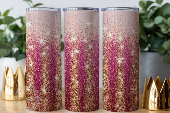 Pink Rose Gold Glitter Gradient Tumbler Graphics