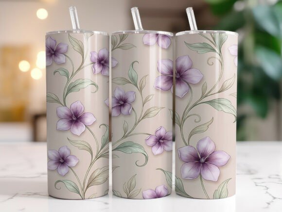 Purple Floral Elegance Tumbler Wrap Graphics