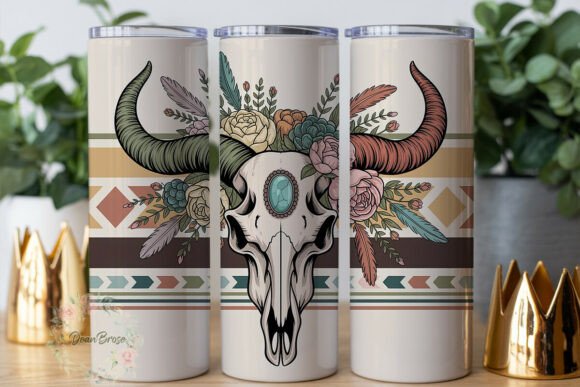 Southwest Skull Floral 20oz Tumbler Wrap Graphics