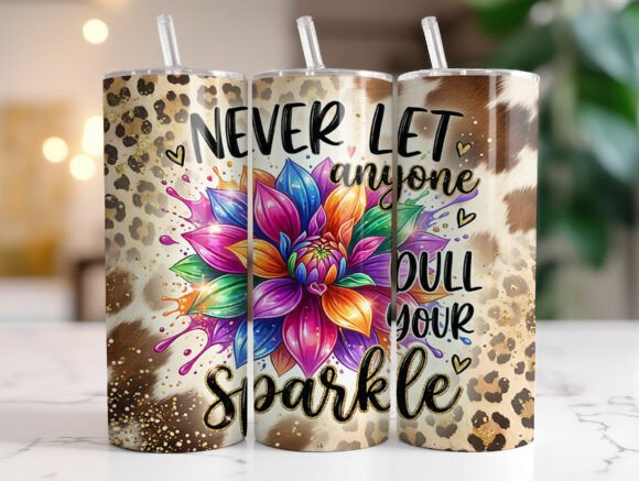 Sparkle Flower Leopard 20oz Tumbler Wrap Graphics & Wraps