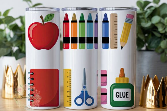 Teacher School Supplies 20oz Tumbler Graphics: Tumbler Wraps