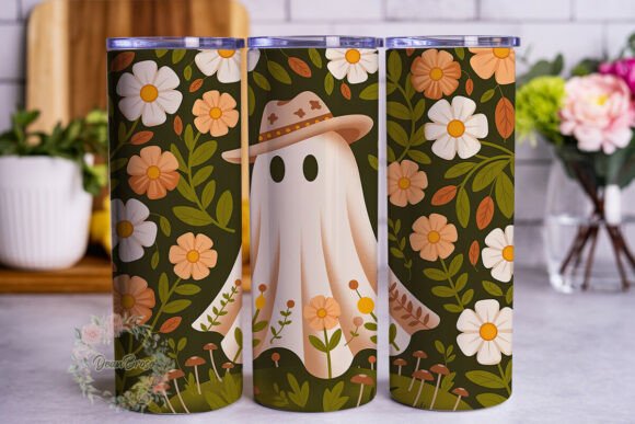 Whimsical Cowboy Ghost 20oz Tumbler Wrap Graphics