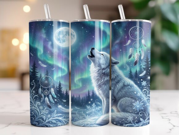 White Wolf Aurora 20oz Tumbler Wrap